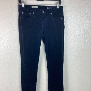 AG Adriano Goldschmied the Stevie Slim Straight Black Corduroy Pants Sz 27R
